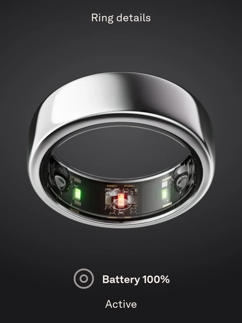 Oura Ring 3 Size 8 - Silver with Matte Black Charger